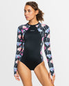 Womens Roxy Active Ls Onesie Bck Zip Rashguard