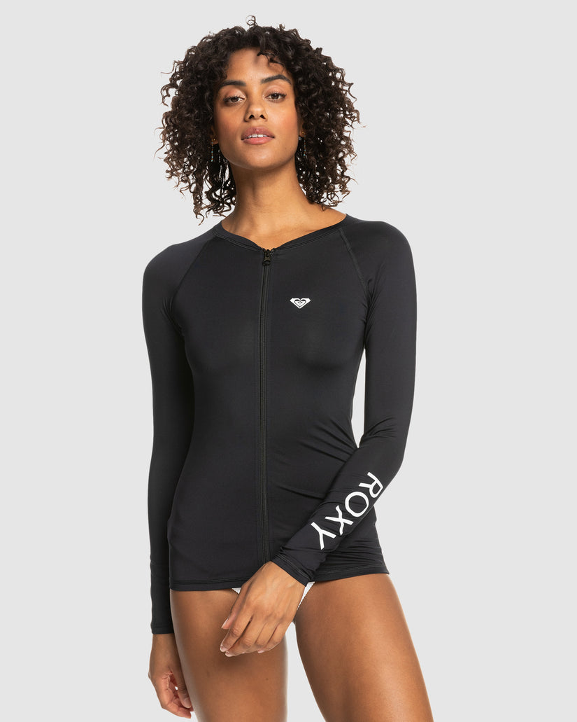 Womens New Essentials Front Lycra Zip Long Sleeve Rash Vest