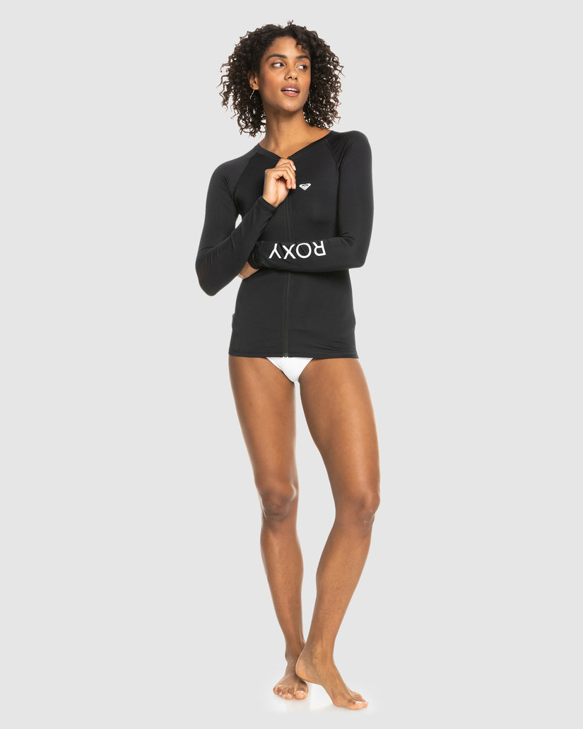 Womens New Essentials Front Lycra Zip Long Sleeve Rash Vest
