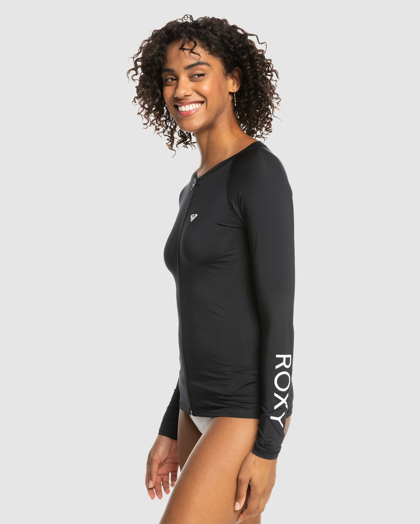Womens New Essentials Front Lycra Zip Long Sleeve Rash Vest