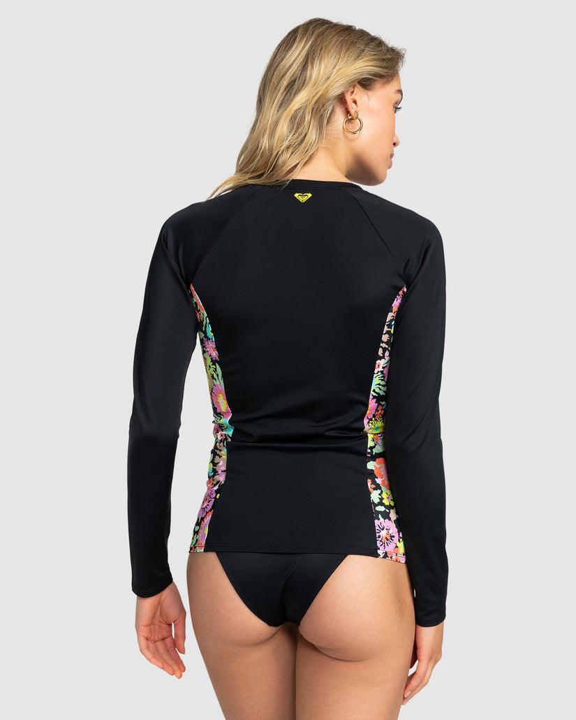 Womens Roxy Active Pt Ls Zipped Lycra Rashguard