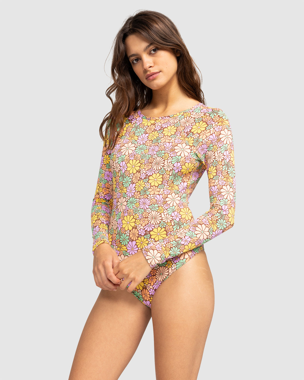 Womens Fashion Long Sleeve One Piece Swimsuit