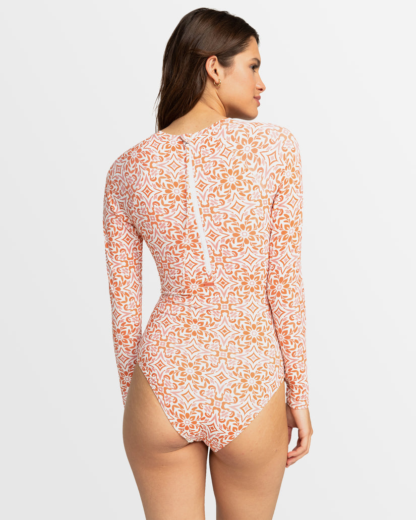 Womens Fresco Tile Long Sleeve Rash Vest Onesie