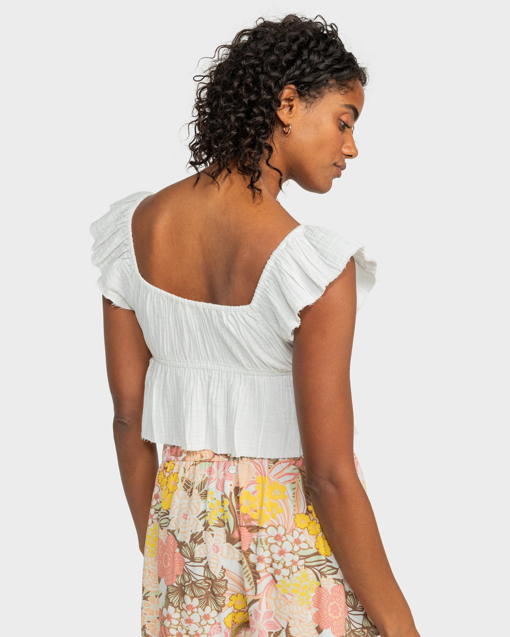 Womens Brisa Flutter Sleeve Crop Top