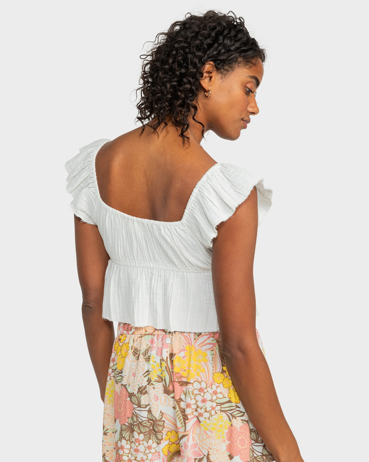 Womens Brisa Flutter Sleeve Crop Top