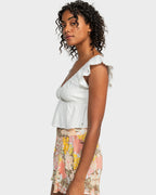 Womens Brisa Flutter Sleeve Crop Top