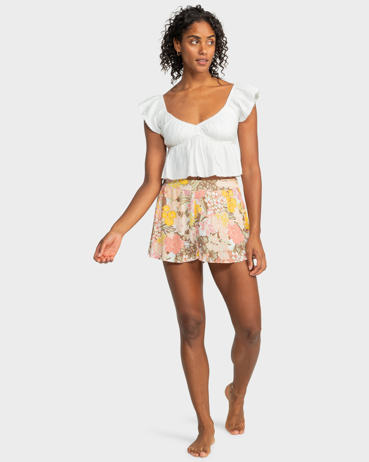 Womens Brisa Flutter Sleeve Crop Top