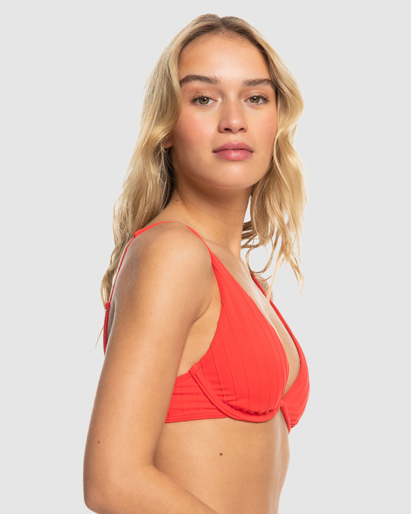 Womens Rib Roxy Love Offshore V-Neck Bikini Top