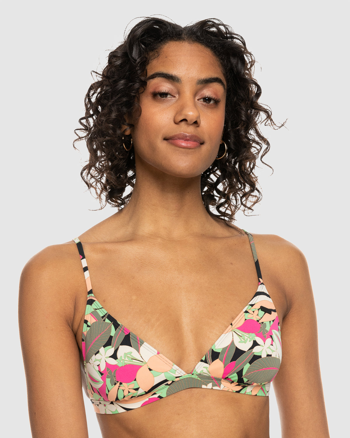 Womens Printed Beach Classics Fixed Tri Bikini Top