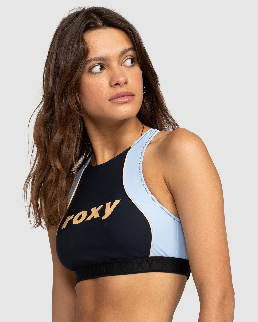 Womens Roxy Active Crop Top Bikini Top