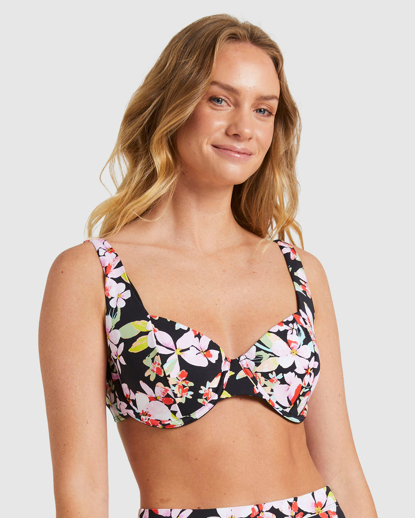 Womens Printed Beach Classics Underwire Dcup Bikini Top