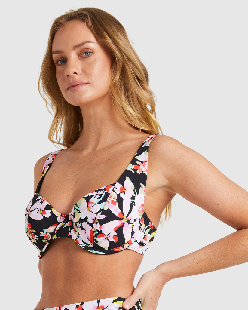 Womens Printed Beach Classics Underwire Dcup Bikini Top