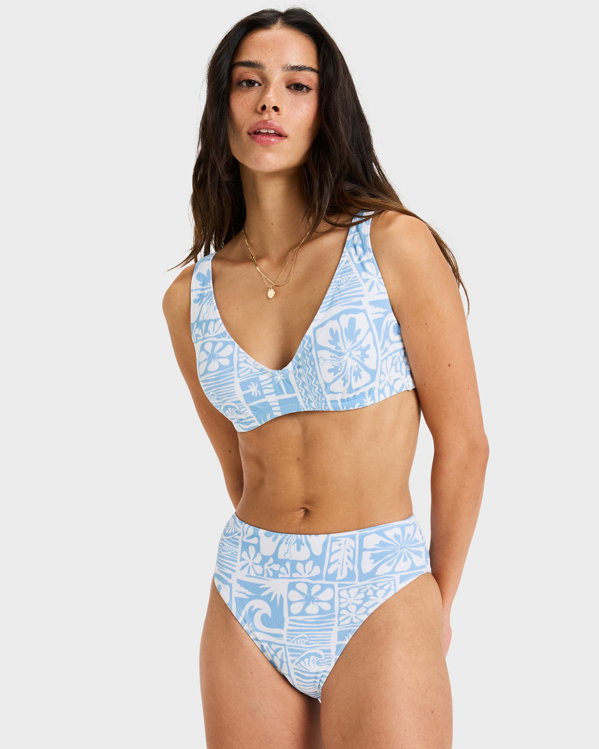 Womens Flowers Wave D Cup Bikini Top