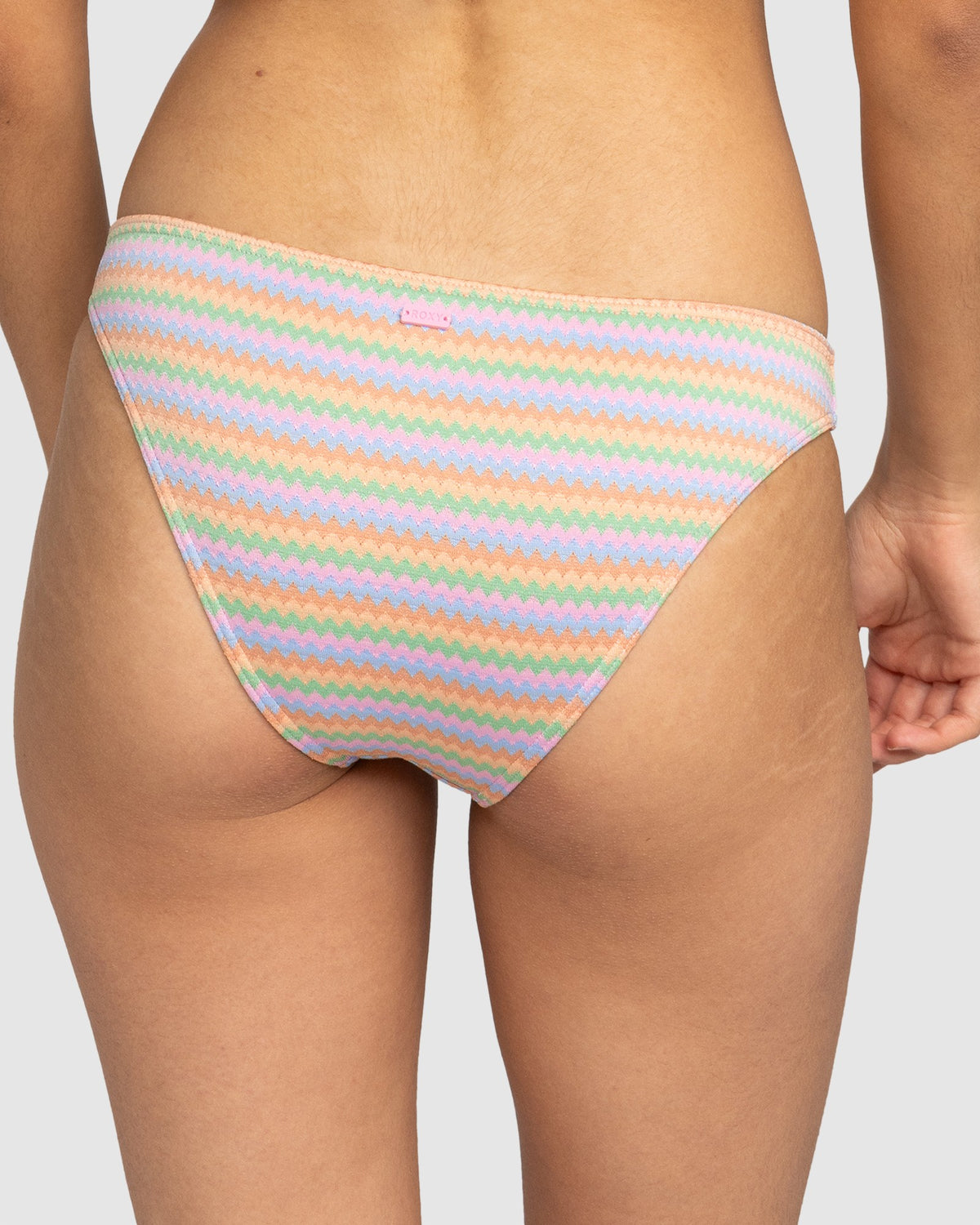 Womens Wavy Stripe Moderate Bikini Bottom