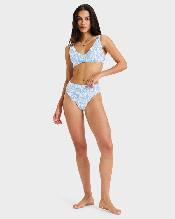 Womens Wave Mid Waist Bikini Bottom
