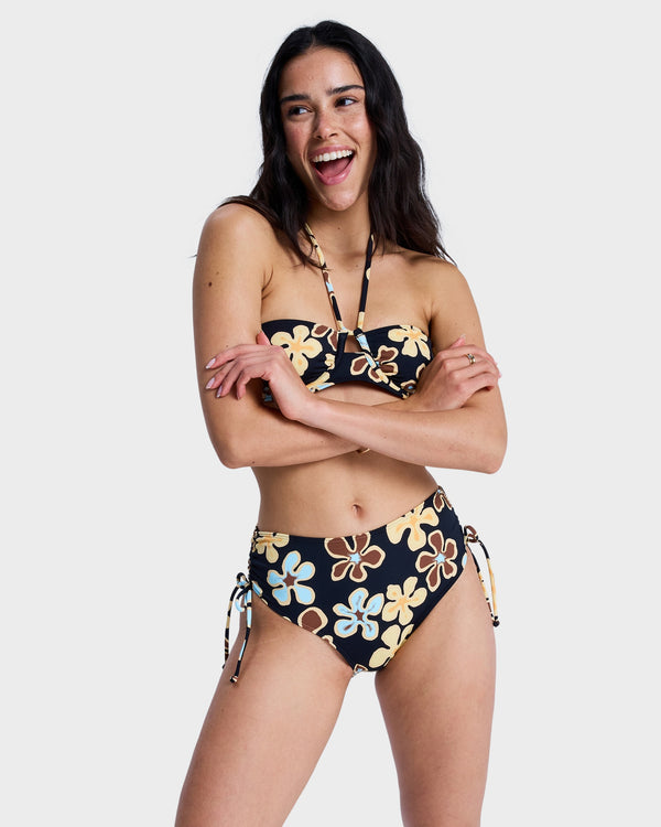 Womens Nostalgic Feel Mid Waist Classic Bikini Bottom