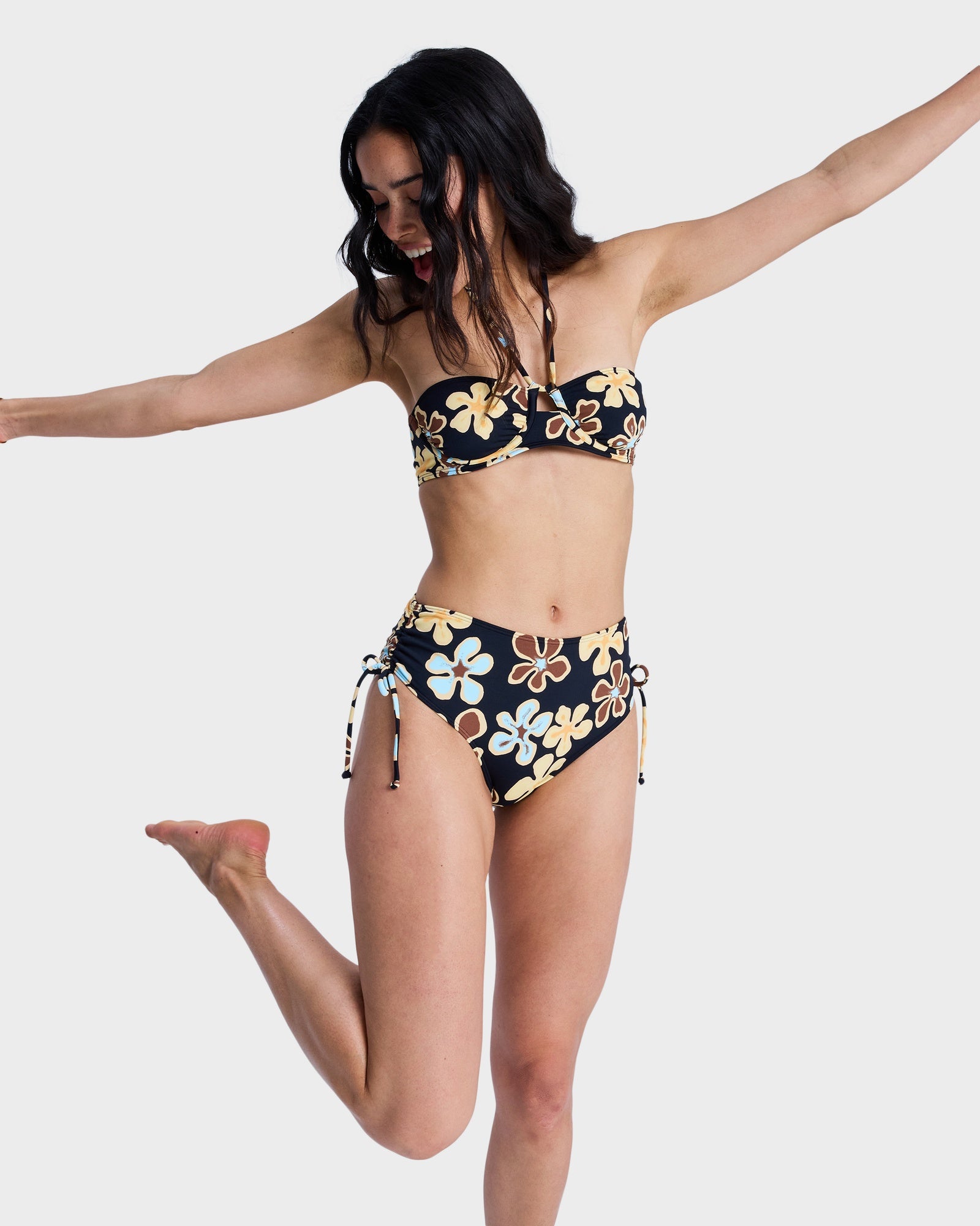 Womens Nostalgic Feel Mid Waist Classic Bikini Bottom