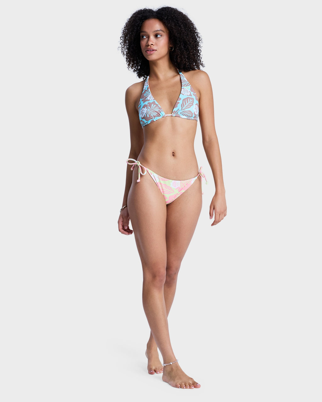 Womens Hibiscus Hype Tie Side Reversible Moderate Bikini Bottom