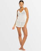 Womens Ocean Riders Crochet Strappy Cover Up Romper