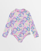 Girls 2-7 Flower Party Long Sleeve Rash Vest