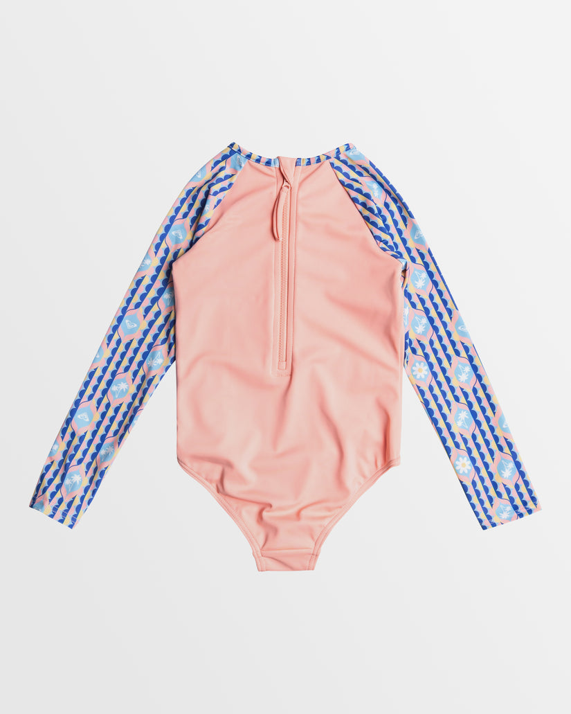 Girls 2-7 Tiles Long Sleeve Rash Vest