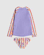Girls 2-7 Rainbow Bay Stripe Lycra Long Sleeve Rash Vest Two Piece