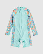 Girls 2-7 Beach Bay Springsuit Long Sleeve Rash Vest Onesie