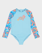 Girls 2-7 Hibiscus Hugs Long Sleeve Onesie Rash Vest