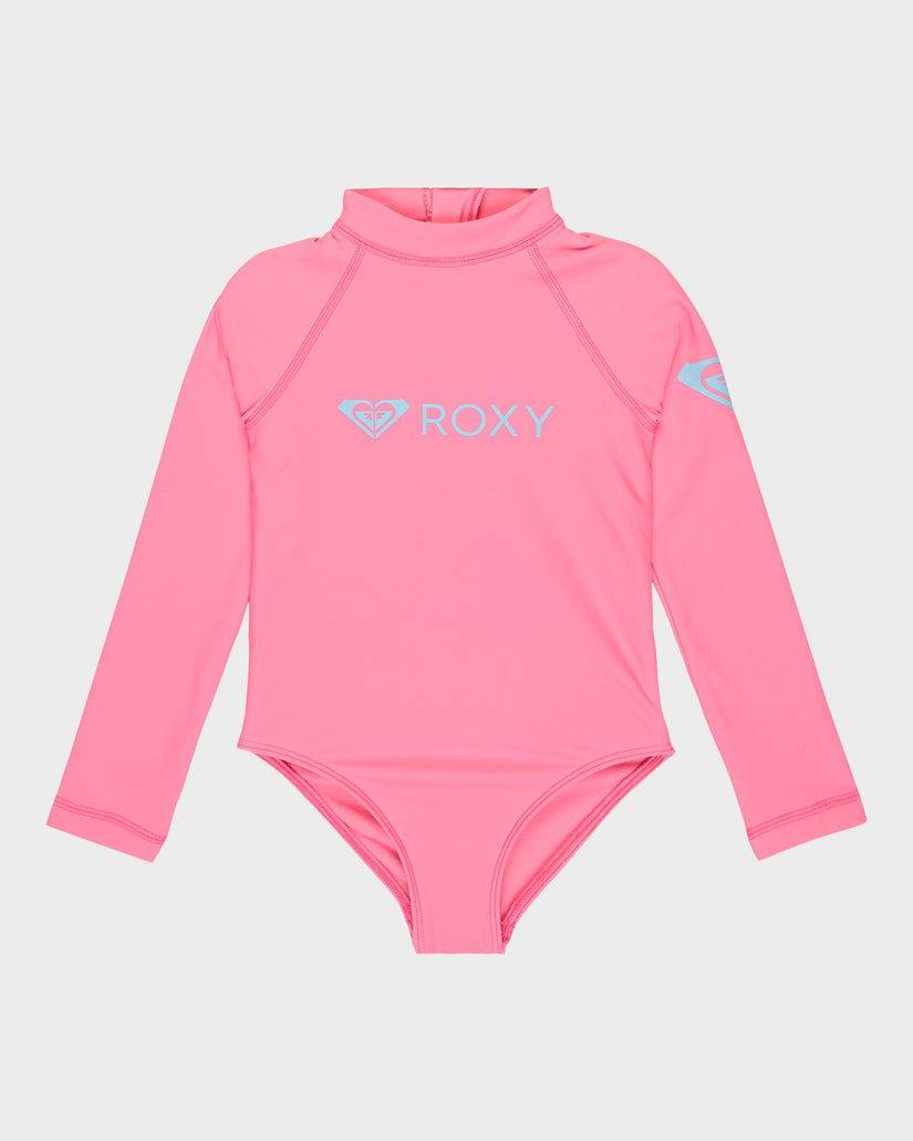 Girls 2-7 Heate Long Sleeve Onesie Rash Vest