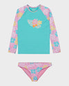 Girls 2-7 Tropical Square Lycra One Piece Rash Vest