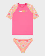 Girls 2-7 Check TW Lycra Set Rash Vest