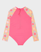 Girls 2-7 Check Long Sleeve One Piece Rash Vest
