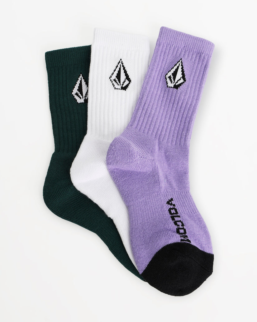 Boys 8-16 Full Stone 3 Pack Crew Socks
