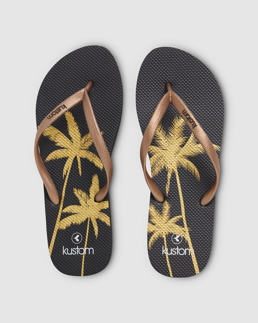 WOMENS CLASSIC PALMS BLACK THONGS
