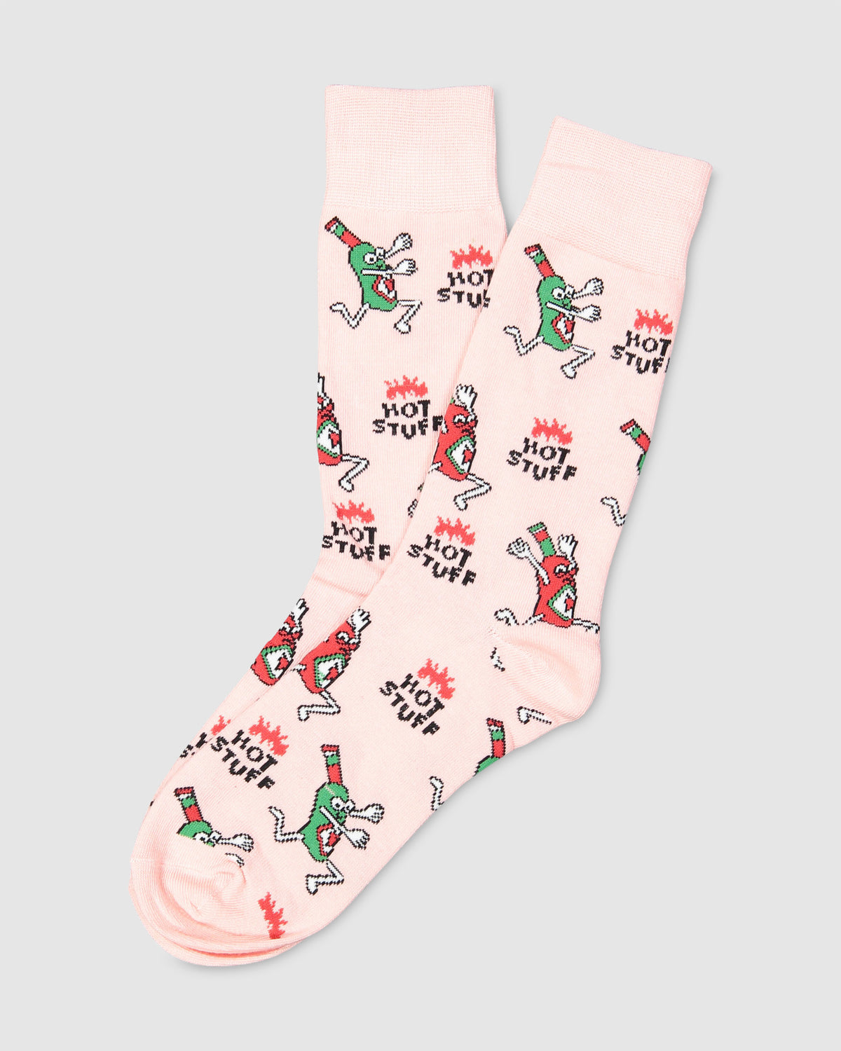 MENS HOT STUFF PINK CREW SOCKS