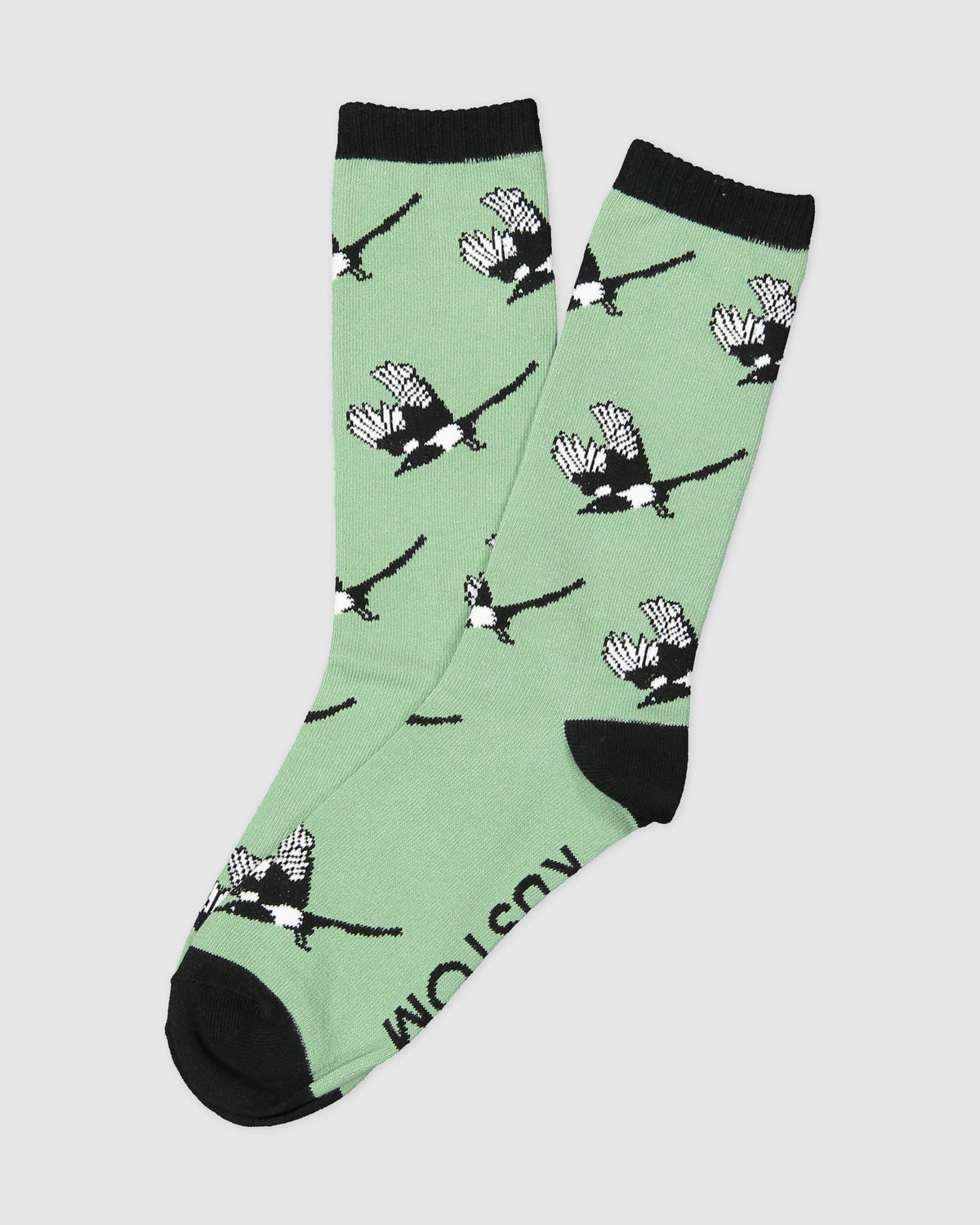 MENS MAGPIES GREEN CREW SOCKS