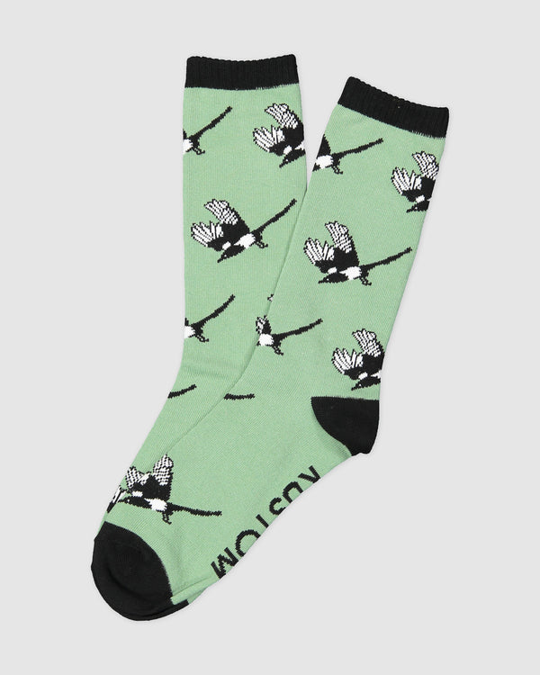 MENS MAGPIES GREEN SOCKS