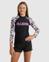Girls 6-14 Peaceful Palms Long Sleeve Rash Vest
