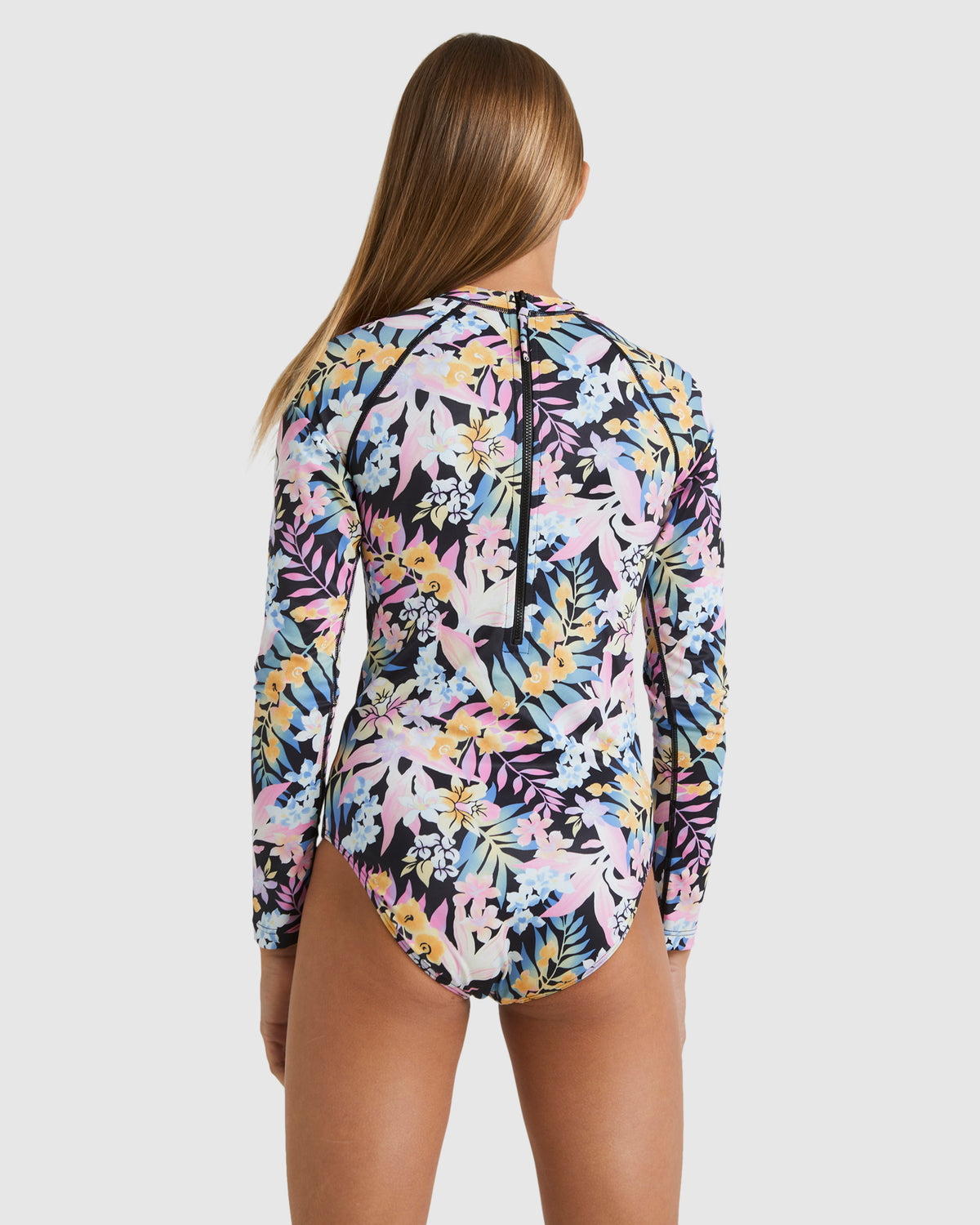 Girls 6-14 Peaceful Palms Long Sleeve Bodysuit Rash Vest