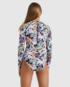 Girls 6-14 Peaceful Palms Long Sleeve Bodysuit Rash Vest