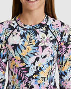 Girls 6-14 Peaceful Palms Long Sleeve Bodysuit Rash Vest