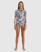 Girls 6-14 Peaceful Palms Long Sleeve Bodysuit Rash Vest