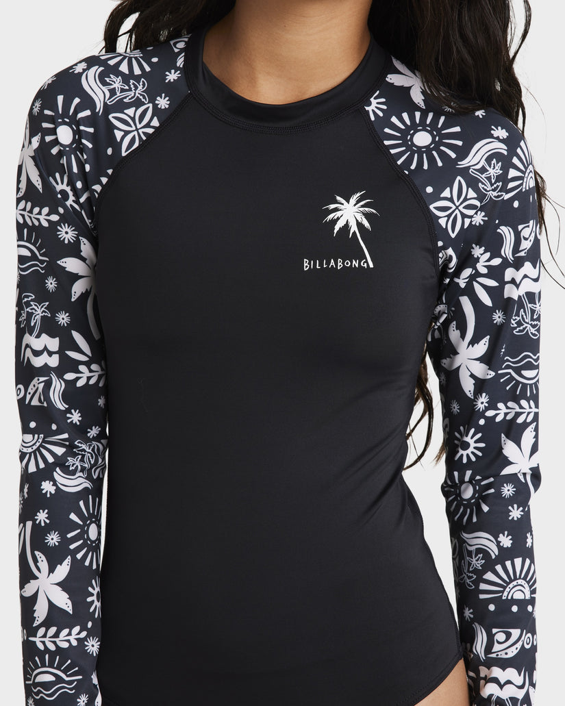Girls 6-14 Paradise Stamp Long Sleeve Rash Vest