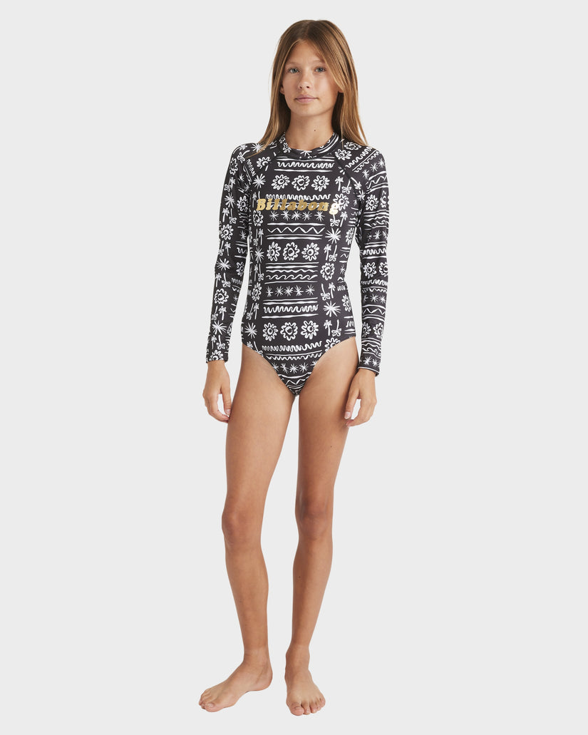 Girls 6-14 Lost On You Long Sleeve One Piece Rash Vest