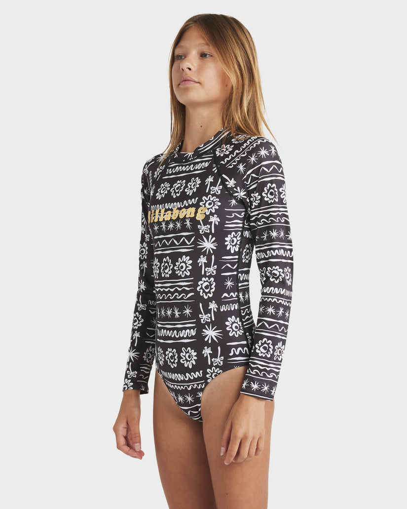 Girls 6-14 Lost On You Long Sleeve One Piece Rash Vest