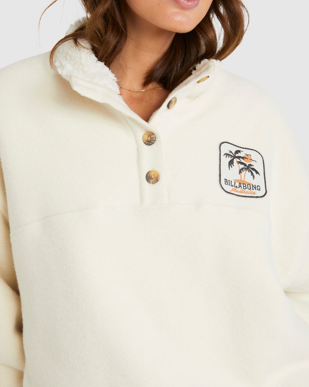 Womens Palmy Button Down Pullover Sweatshirt