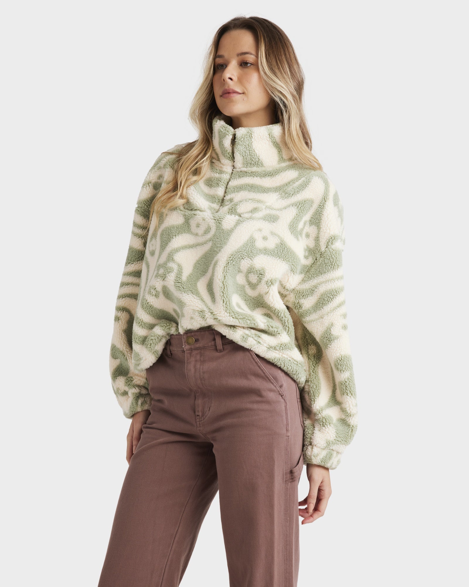 Buy Womens Golden Groove Half Zip Fleece Jumper by Billabong