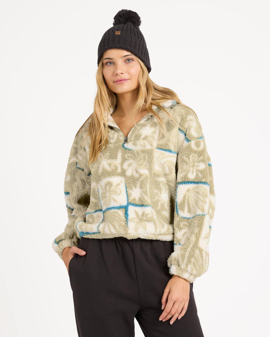 Womens Sea Check Half Zip Fleece Jumper