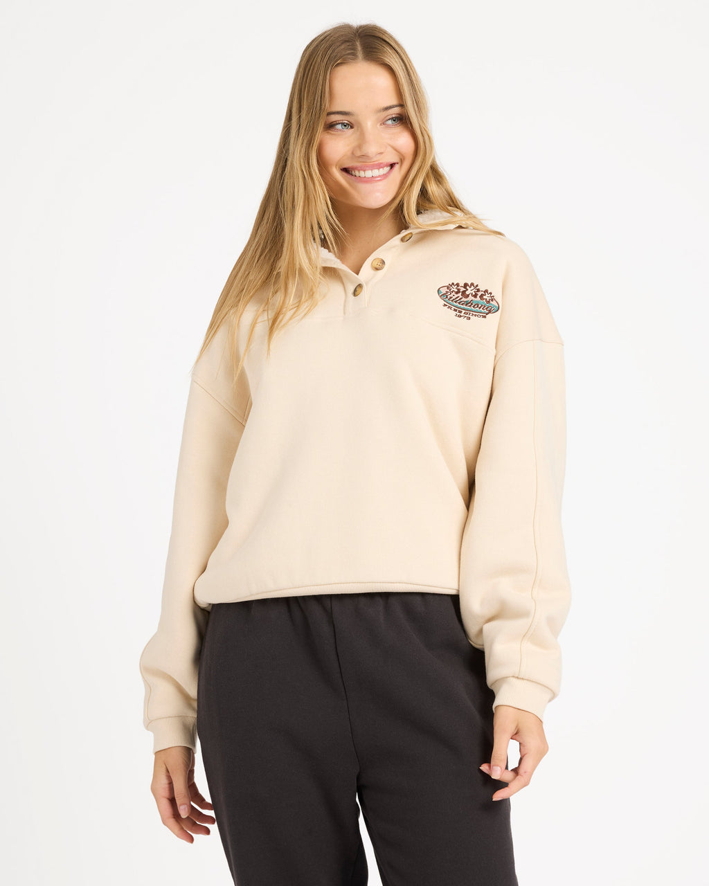 Womens Classic Vibes Button Down Fleece Jumper