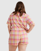 Womens Darlin Check Elastic Waist Shorts